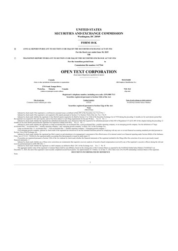 Thumbnail OpenText 10-K Annual Report 2025