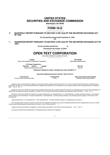Thumbnail OpenText 10-Q Quarterly Report FY2026 