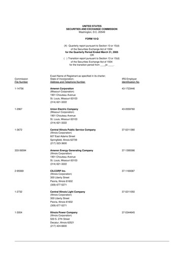 Thumbnail Ameren
 10-Q Quarterly Report FY 