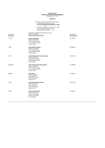 Thumbnail Ameren
 10-Q Quarterly Report FY 