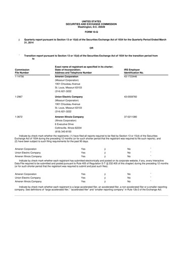 Thumbnail Ameren
 10-Q Quarterly Report FY 