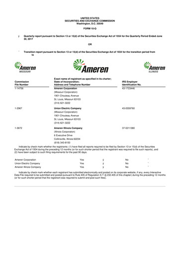 Thumbnail Ameren
 10-Q Quarterly Report FY 