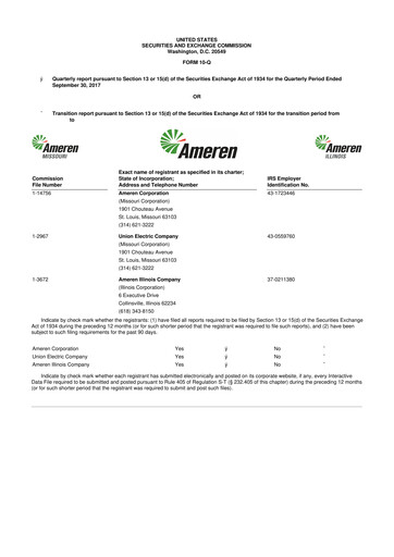Thumbnail Ameren
 10-Q Quarterly Report FY 