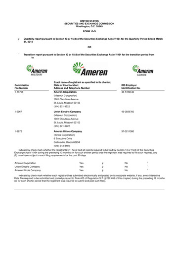 Thumbnail Ameren
 10-Q Quarterly Report FY 