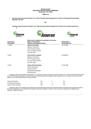 Thumbnail Ameren
 10-Q Quarterly Report FY 