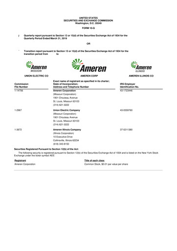 Thumbnail Ameren
 10-Q Quarterly Report FY 