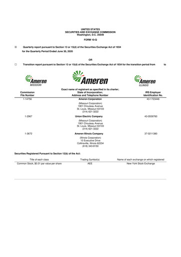 Thumbnail Ameren
 10-Q Quarterly Report FY 