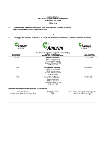 Thumbnail Ameren
 10-Q Quarterly Report FY 