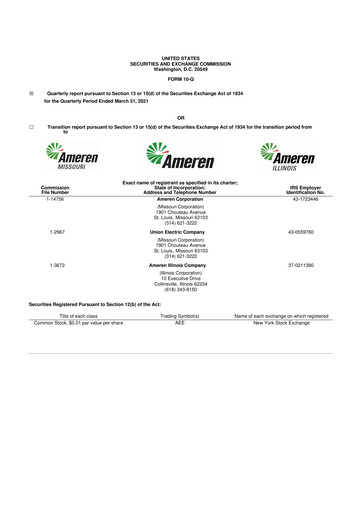 Thumbnail Ameren
 10-Q Quarterly Report FY 