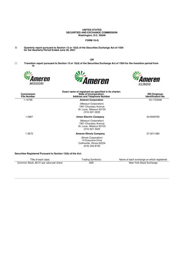 Thumbnail Ameren
 10-Q Quarterly Report FY 