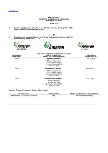 Thumbnail Ameren
 10-Q Quarterly Report FY 