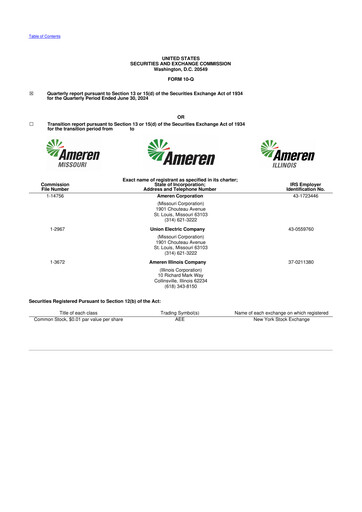 Thumbnail Ameren
 10-Q Quarterly Report FY 