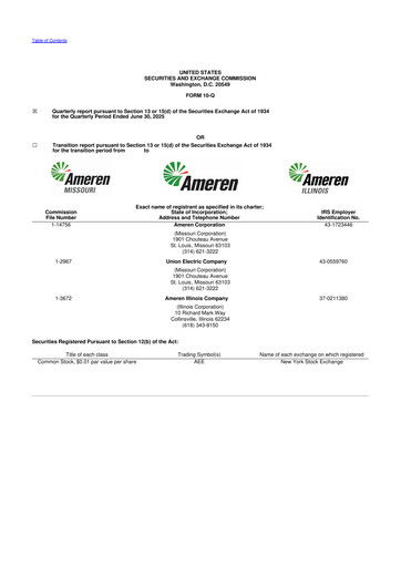 Thumbnail Ameren
 10-Q Quarterly Report FY 