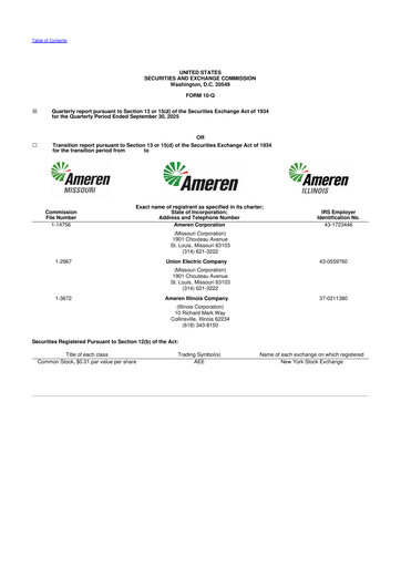 Thumbnail Ameren
 10-Q Quarterly Report FY 