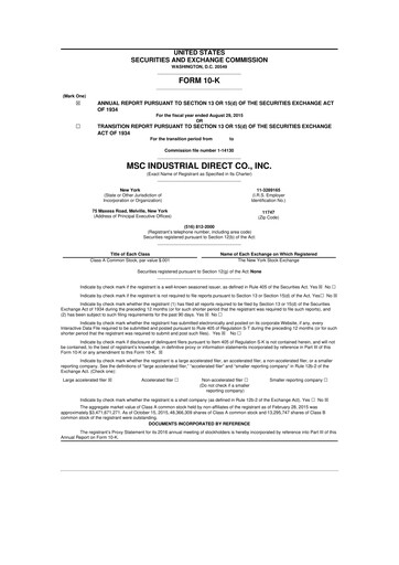 Thumbnail MSC Industrial Direct 10-K Annual Report 2015