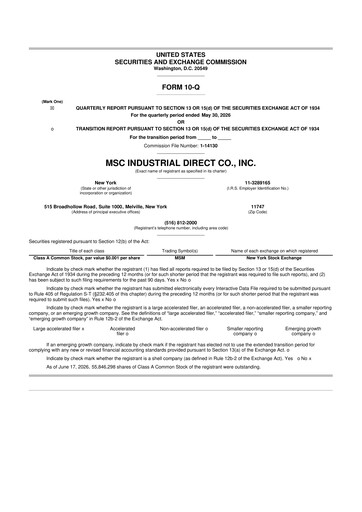 Vorschaubild MSC Industrial Direct 10-Q Quartalsbericht 2026 