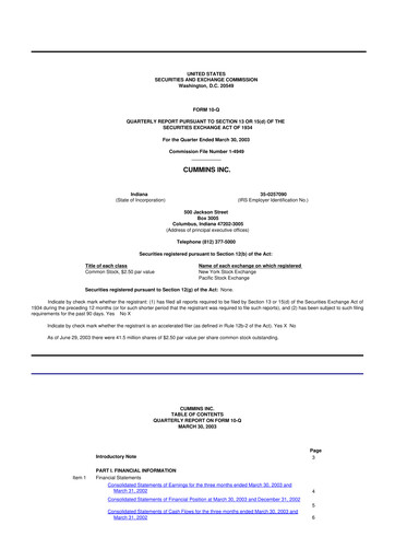 Vorschaubild Cummins
 10-Q Quartalsbericht  