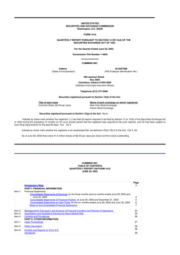 Vorschaubild Cummins
 10-Q Quartalsbericht  
