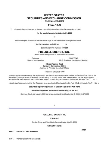 Thumbnail FuelCell Energy
 10-Q Quarterly Report FY 
