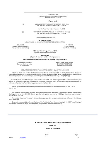 Thumbnail Alamo Group 10-K Annual Report 