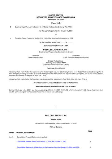 Thumbnail FuelCell Energy
 10-Q Quarterly Report FY 