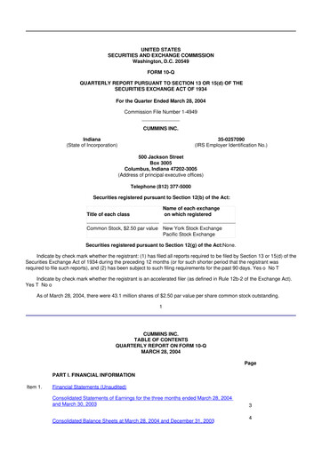 Vorschaubild Cummins
 10-Q Quartalsbericht  
