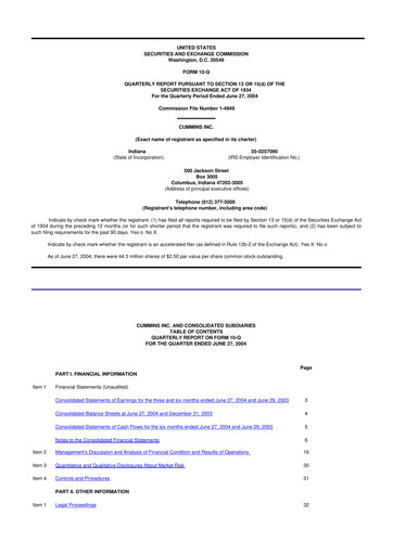 Vorschaubild Cummins
 10-Q Quartalsbericht  