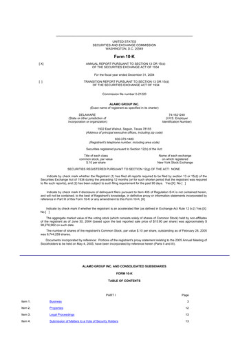 Thumbnail Alamo Group 10-K Annual Report 