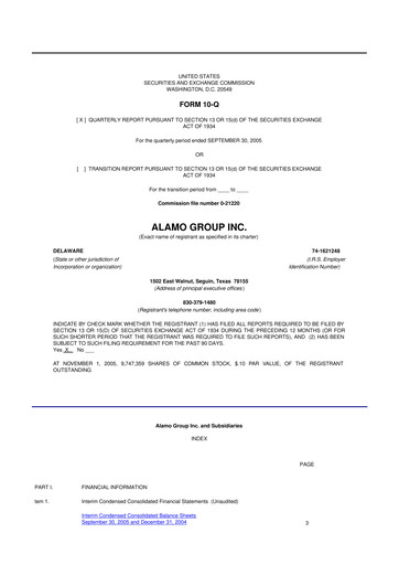 Thumbnail Alamo Group 10-Q Quarterly Report FY 