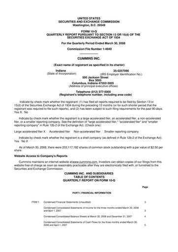 Vorschaubild Cummins
 10-Q Quartalsbericht  