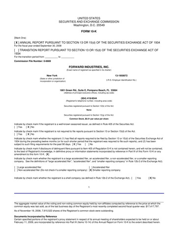 Miniature Forward Industries 10-K Rapport annuel 