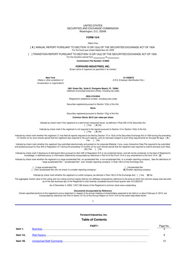 Miniature Forward Industries 10-K Rapport annuel 