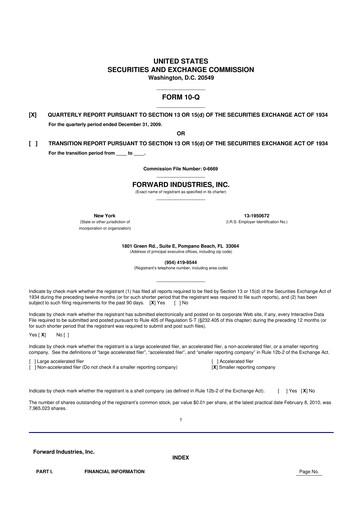 Miniature Forward Industries 10-Q Rapport trimestriel  