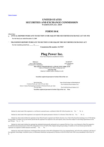 Thumbnail Plug Power 10-K Annual Report 