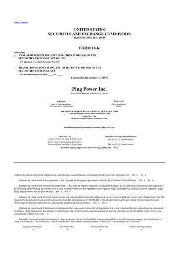 Thumbnail Plug Power 10-K Annual Report 