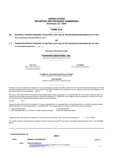 Miniature Forward Industries 10-Q Rapport trimestriel  