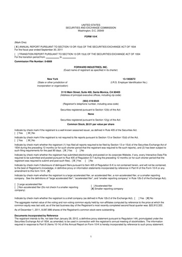 Miniature Forward Industries 10-K Rapport annuel 2011