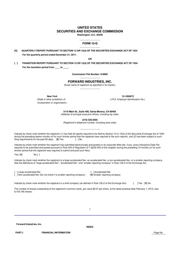 Miniature Forward Industries 10-Q Rapport trimestriel 2012 