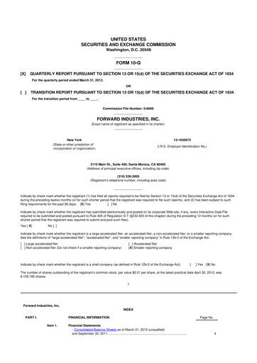 Miniature Forward Industries 10-Q Rapport trimestriel 2012 