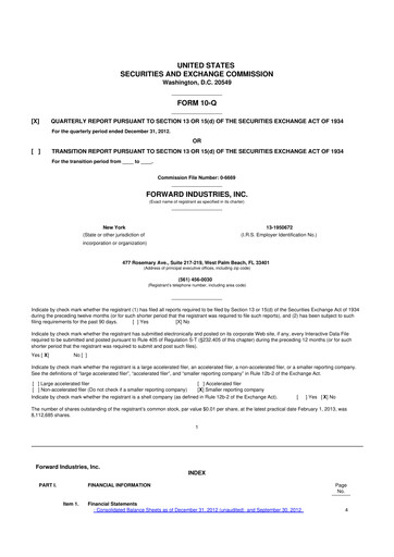 Miniature Forward Industries 10-Q Rapport trimestriel 2013 