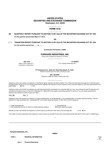 Miniature Forward Industries 10-Q Rapport trimestriel 2013 