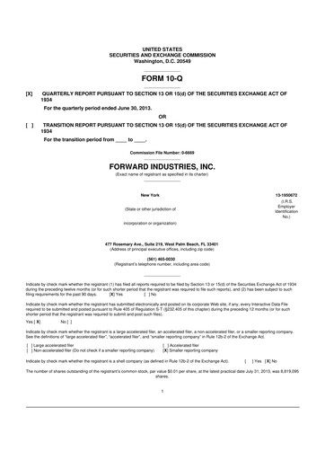 Miniature Forward Industries 10-Q Rapport trimestriel 2013 