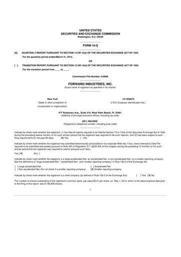 Miniature Forward Industries 10-Q Rapport trimestriel 2014 