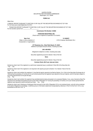 Miniature Forward Industries 10-K Rapport annuel 2014
