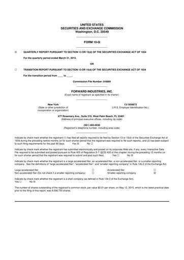 Miniature Forward Industries 10-Q Rapport trimestriel 2015 