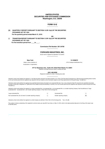 Miniature Forward Industries 10-Q Rapport trimestriel 2016 