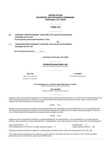 Miniature Forward Industries 10-Q Rapport trimestriel 2017 