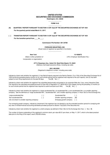 Miniature Forward Industries 10-Q Rapport trimestriel 2017 