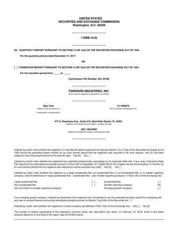 Miniature Forward Industries 10-Q Rapport trimestriel 2018 