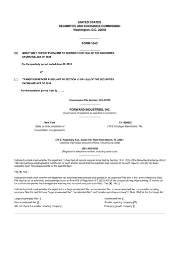 Miniature Forward Industries 10-Q Rapport trimestriel 2018 